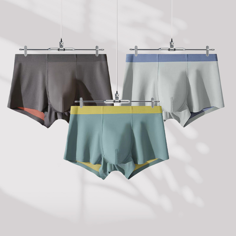 100S Double-Sided Modal Seamless Men's Underwear Antibacterial Ice Silk Large Size Cotton Breathable Shorts Wholesale Ice-Feel