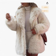 欧美皮草大翻领长款人造皮草外套短款时尚狐狸毛皮草外套蓬松毛绒