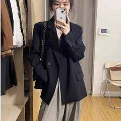 oversize黑色西装外套女高级感2025春秋新款宽松休闲廓形大码西服