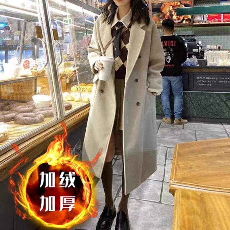 High-end white wool cashmere coat for women, 2026 new winter model, thickened and warm woolen coat for petite women High-end white wool cashmere coat for women, 2026 new winter model, thickened and warm woolen coat for petite women
