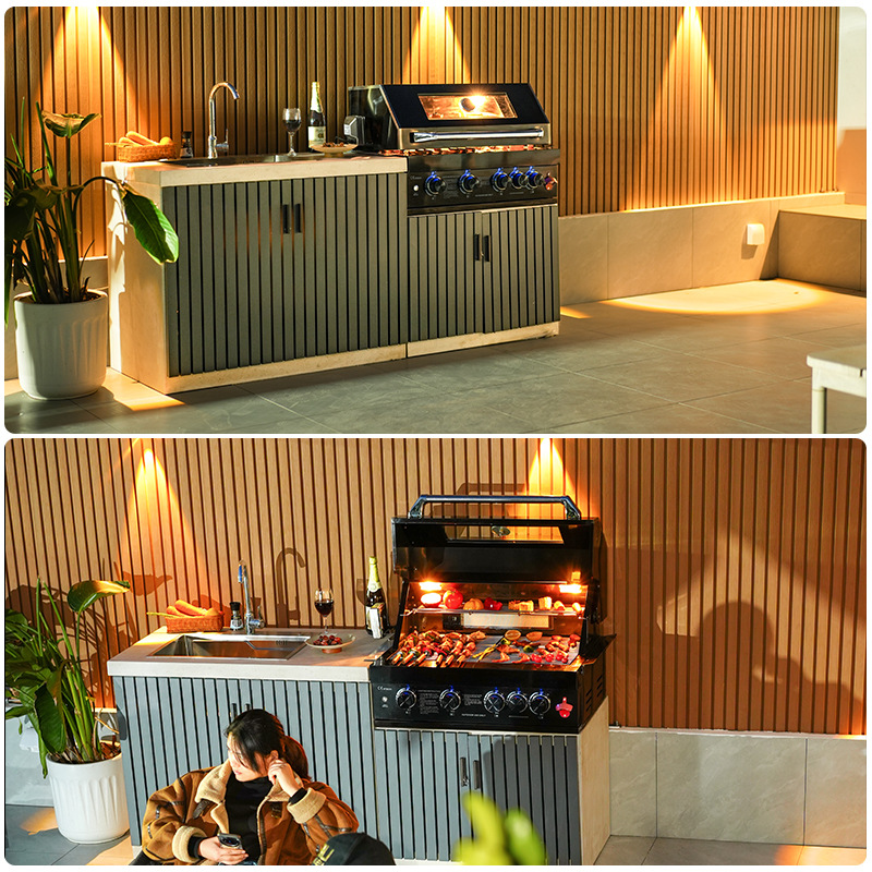 Artesano al aire libre parrilla empotrada gas carbón jardín jardín jardín jardín cocina de acero inoxidable 304