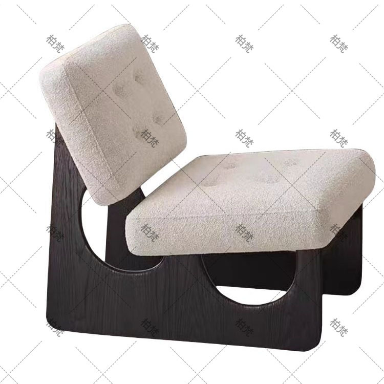 Silla de ocio de madera maciza perezosa de mediana edad, sofá individual de diseño de madera de fresno, silla Hank, silla de tienda de té con leche de café