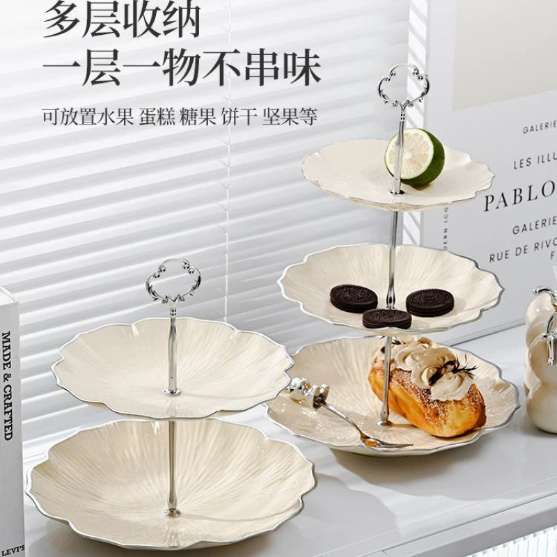 Модная тарелка с фруктами для гостиной, домашнего журнального столика, тарелки для закусок, конфет и тортов, легкий роскошный поднос, подставка для десертов.