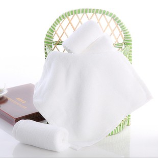 Factory small square towel 30*30 kindergarten hook embroidered white hotel napkin square towel 25*25 cotton square towel