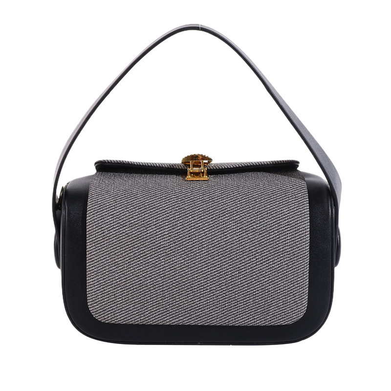 Versión coreana del bolso cuadrado pequeño portátil de alta gama de moda 2024 bolso de mensajero de un solo hombro nuevo transfronterizo bolso de caja de color de contraste