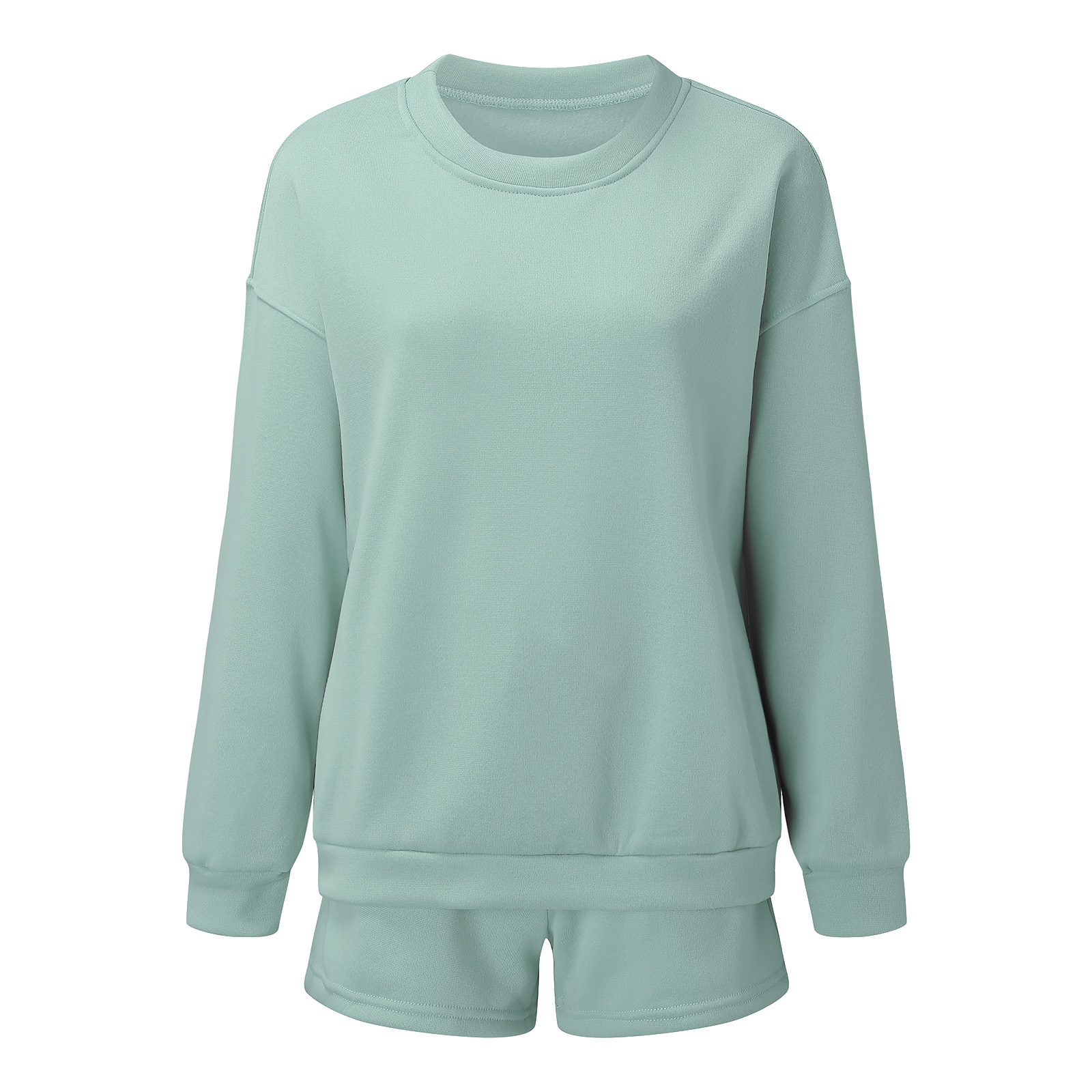 solid color long-sleeved shorts sweatshirt set Nihaostyles wholesale clothing vendor NSMUZ72373