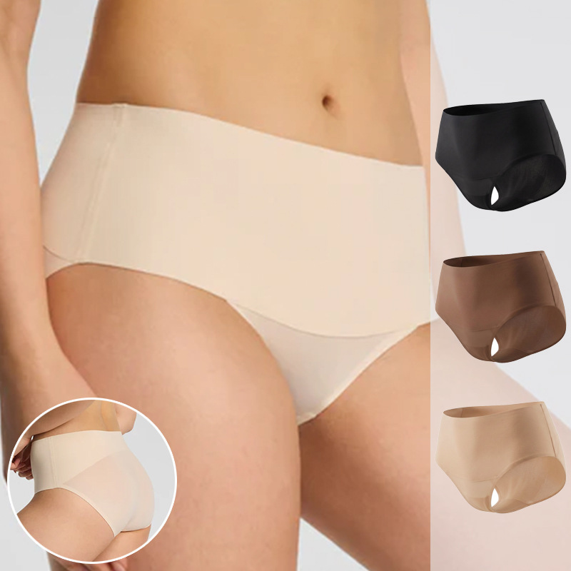 European and American plus-size seamless ice silk one-piece yoga fitness high-waisted women's triangle panties, similar to SPANX