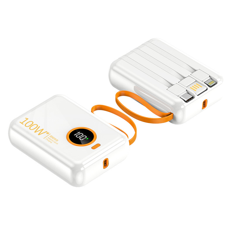 66W banco de potencia súper rápido de carga auto-cableado pequeño portátil real pantalla digital tres-en-un teléfono móvil de energía móvil al por mayor