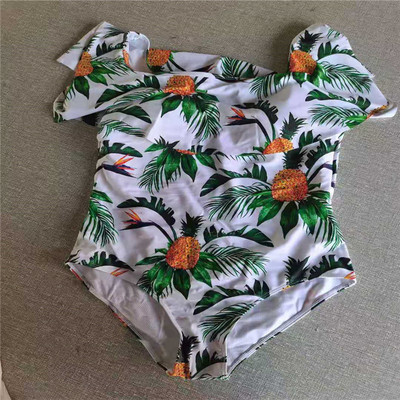 2021年新款歐美印花連體比基尼泳衣女士興城百誠制衣菠蘿印花