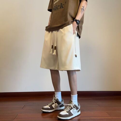 American-style woven stripe sports shorts: Summer trendy brand, stylish, loose-fit, wide-leg capri pants—perfect for casual, on-trend looks.