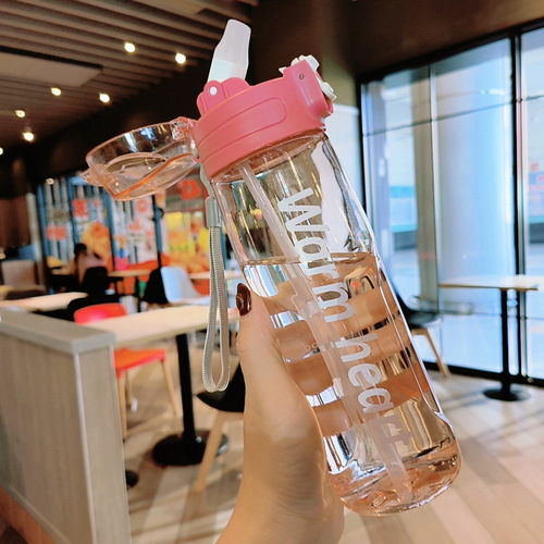 Large capacity sports water bottle straw cup duckbill cup wholesale adult plastic water cup portable fitness water bottle outdoor