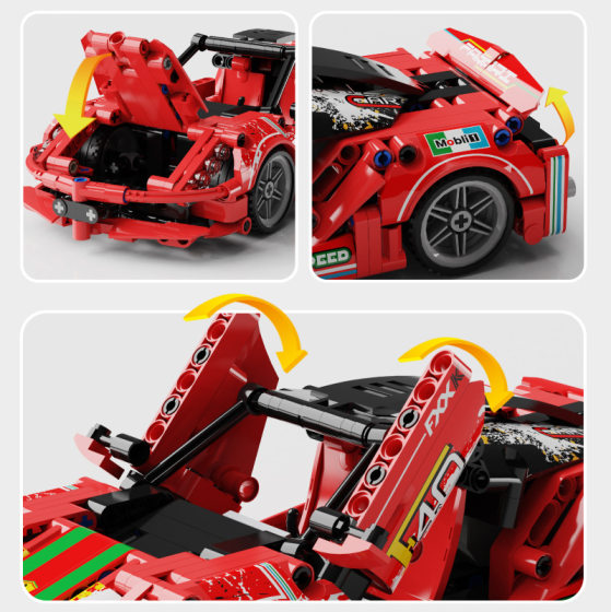 Taigaole T3003-4022 Building Blocks Sports Car Back Car Motorcycle Motorcycle Assembled Toy Model Educational Boy