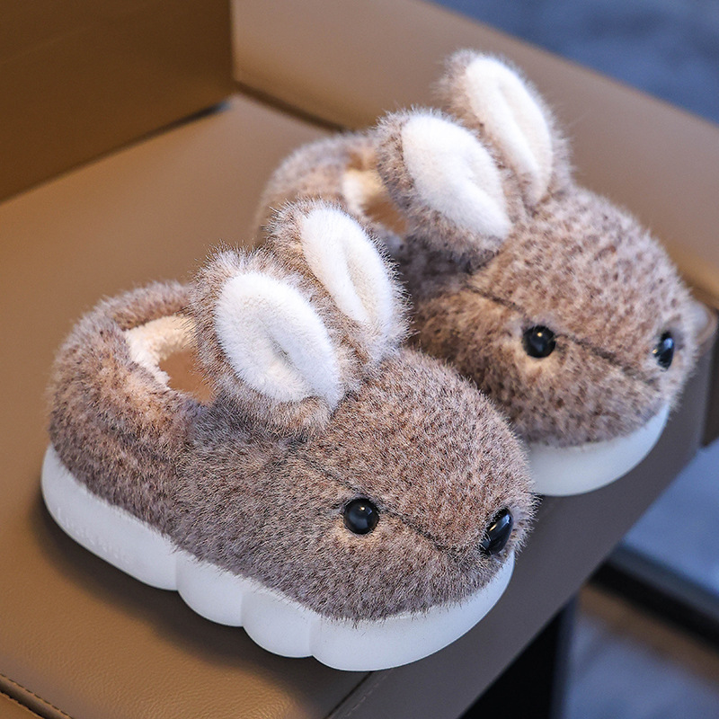 Zapatos de algodón para niños niñas invierno niñas zapatillas cálidas padres-hijos conejo princesa interior antideslizante zapatillas de algodón para el hogar