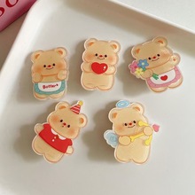 可爱黄油小熊ins发夹亚克力卡通刘海夹侧边夹鸭嘴夹少女发卡发饰