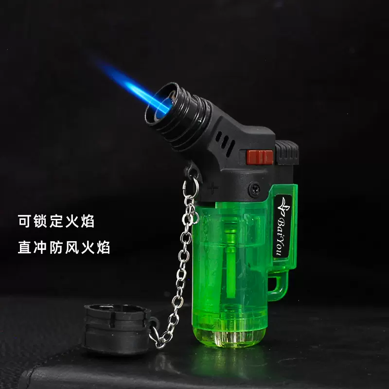 焊枪小喷枪透明大容量直冲打火机户外雪茄充气防风户外点火器批发