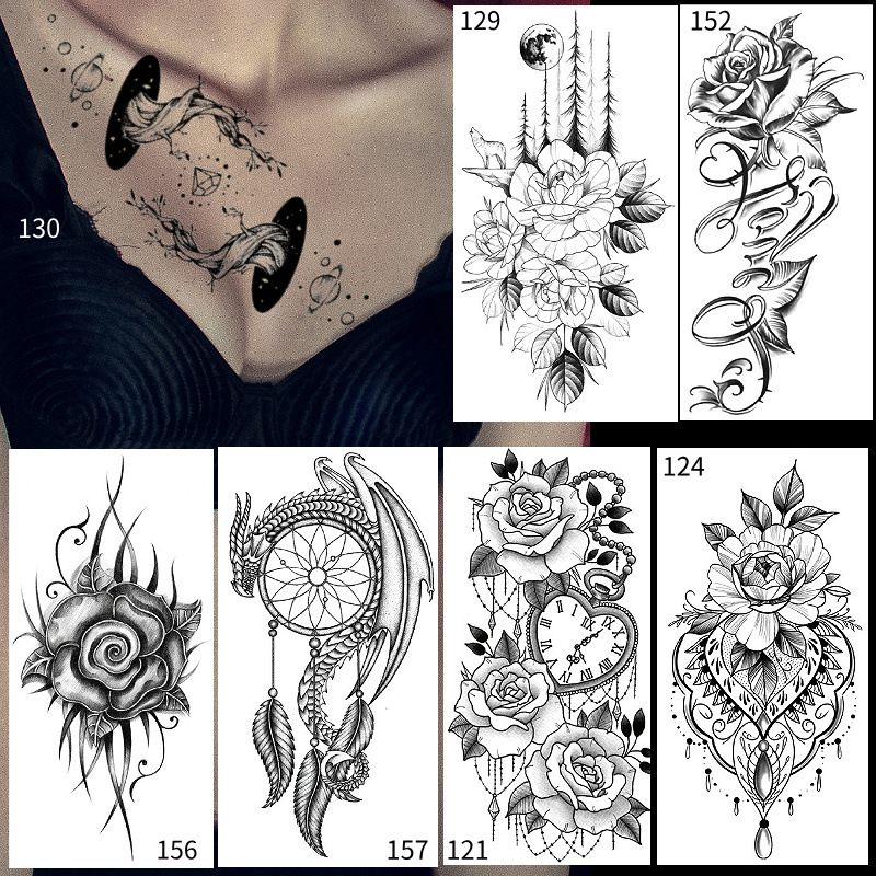 Pegatinas de tatuaje dibujos animados flor brazo pegatinas medio brazo completo oso ciervo divertido transfronterizo color creativo tatuaje pegatinas al por mayor