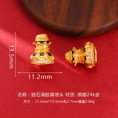 Zərgərlik ara hissələri, Three-Way Tower Caps, Buddha Tower Spacer - zircon-glue-black-tower-head