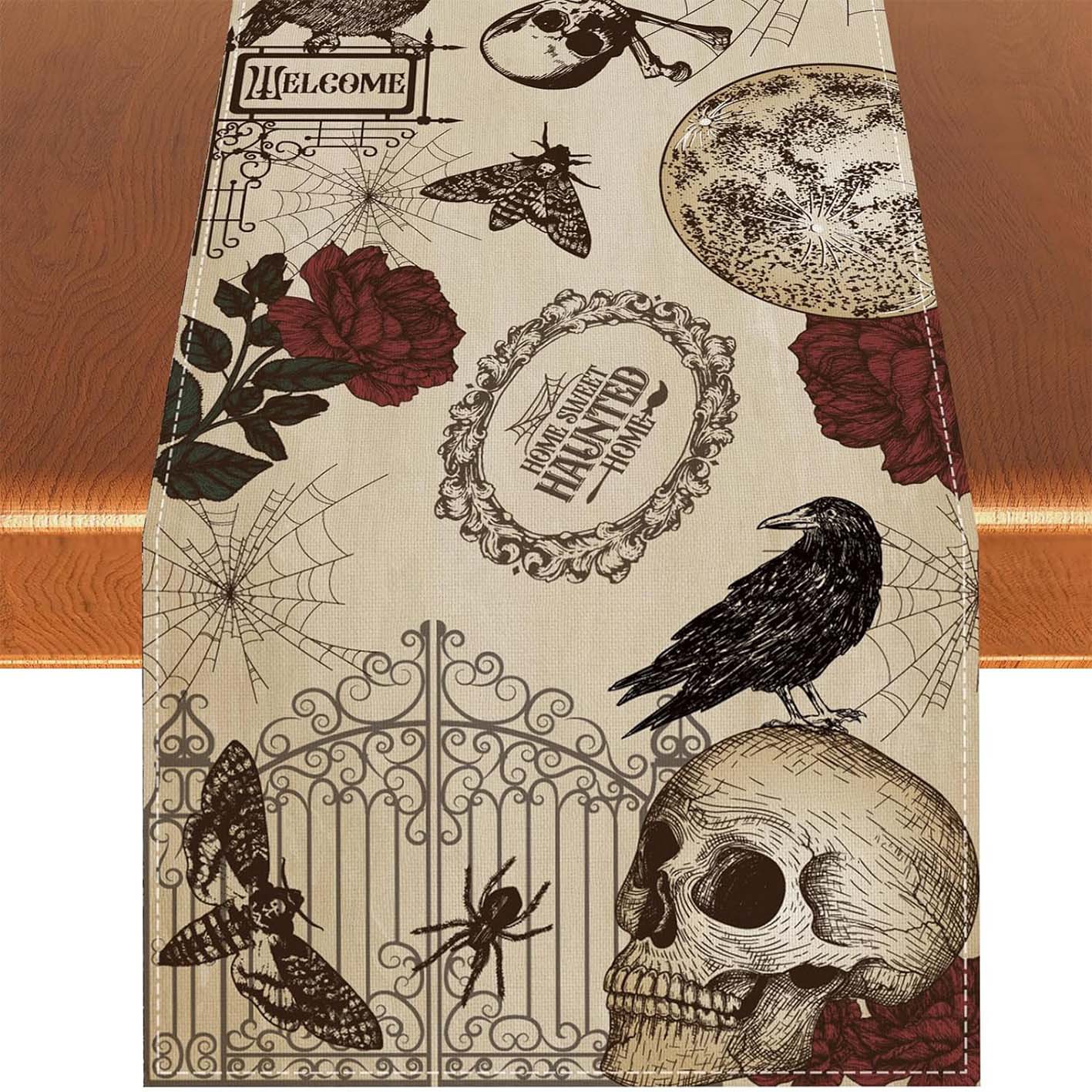 Transfronterizo 2024 Amazon nuevo Halloween calabaza festivales lino tabla bandera tabla de mesa comedor tabla de té tabla de bandera