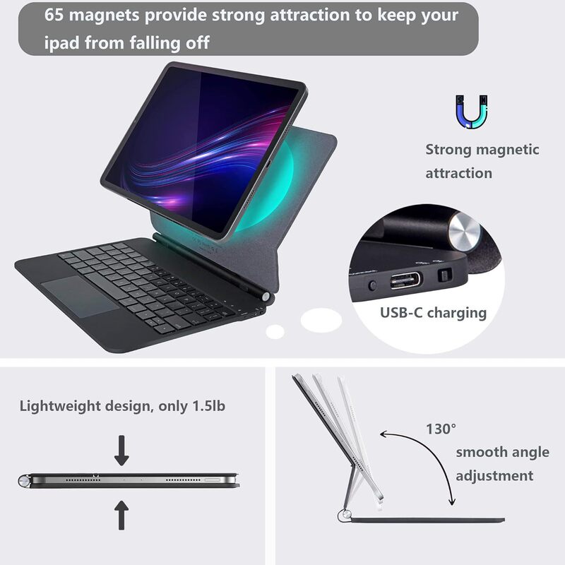 Magnetic Suspension Magic Keyboard Suitable for iPad A16 Protective Case Keyboard 10Th Generation Magnetic Tablet Keyboard Protective Case Magnetic Suspension Magic Keyboard Suitable for iPad A16 Protective Case Keyboard 10Th Generation Magnetic Tablet Keyboard Protective Case