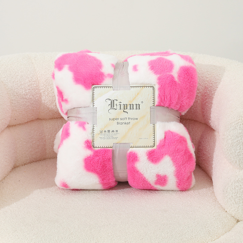 Nueva piel de conejo tela impresa manta al por mayor verano leche patrón ins estilo foto sofá manta para manta de regalo