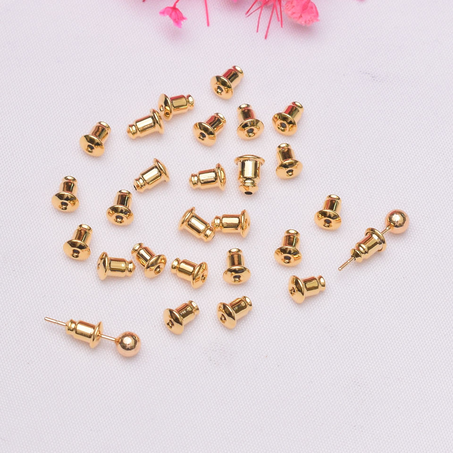 保色14K包金子弹头耳堵纯铜硅胶耳塞耳钉堵头diy耳饰配件耳堵批发