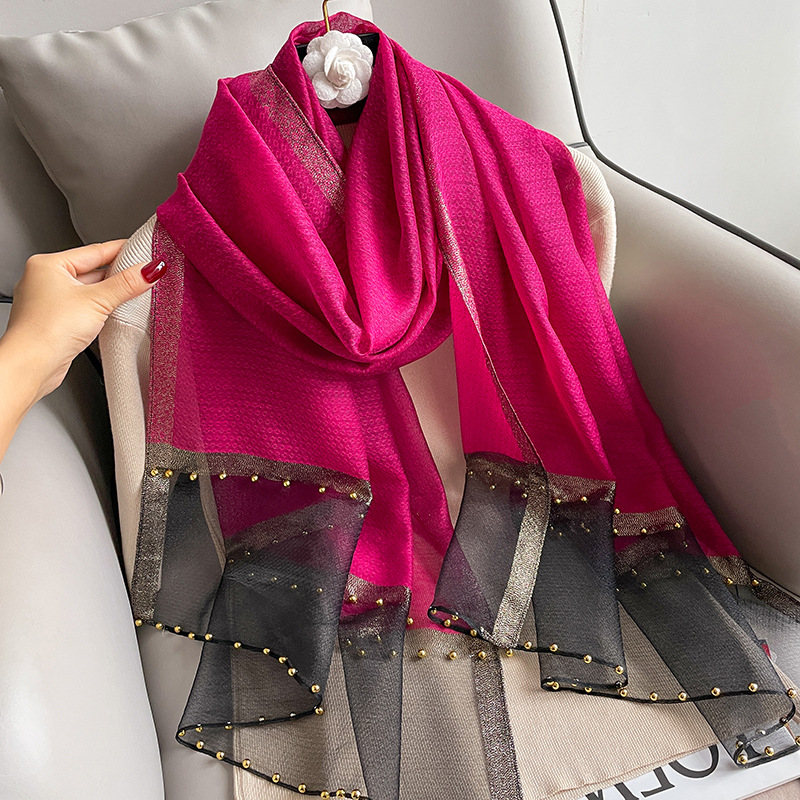 Sciarpa in seta da donna scialle in seta di gelso con filo oro_voghion.com