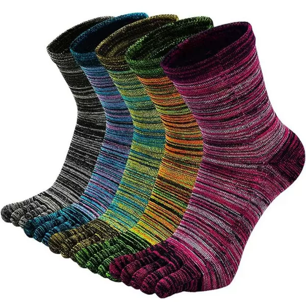 Five-finger socks men's retro socks in the tube thick thick cotton socks sweat-absorbent deodorant sports toe socks factory direct sales