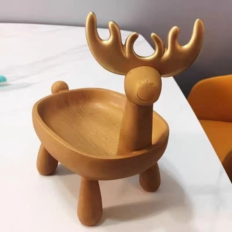 입구 키 저장 상자 장식품 거실 빛 고급 나무 곡물 FAWN 장식 집들이 테이블