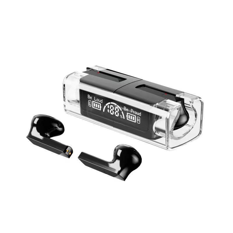 D32 espacio transparente almacén TWS auriculares Bluetooth larga vida media en la oreja ENC ruido cancelación mini auriculares inalámbricos