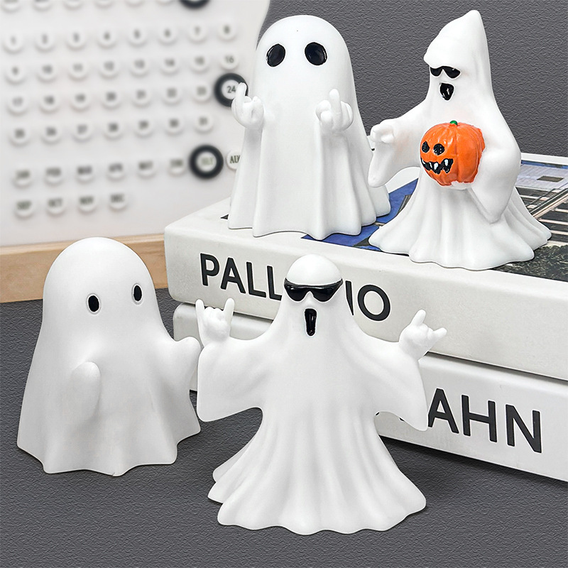 HalloweenGhostFigurine万圣节氛围布置雕像派对装饰趣味搪胶幽灵|undefined