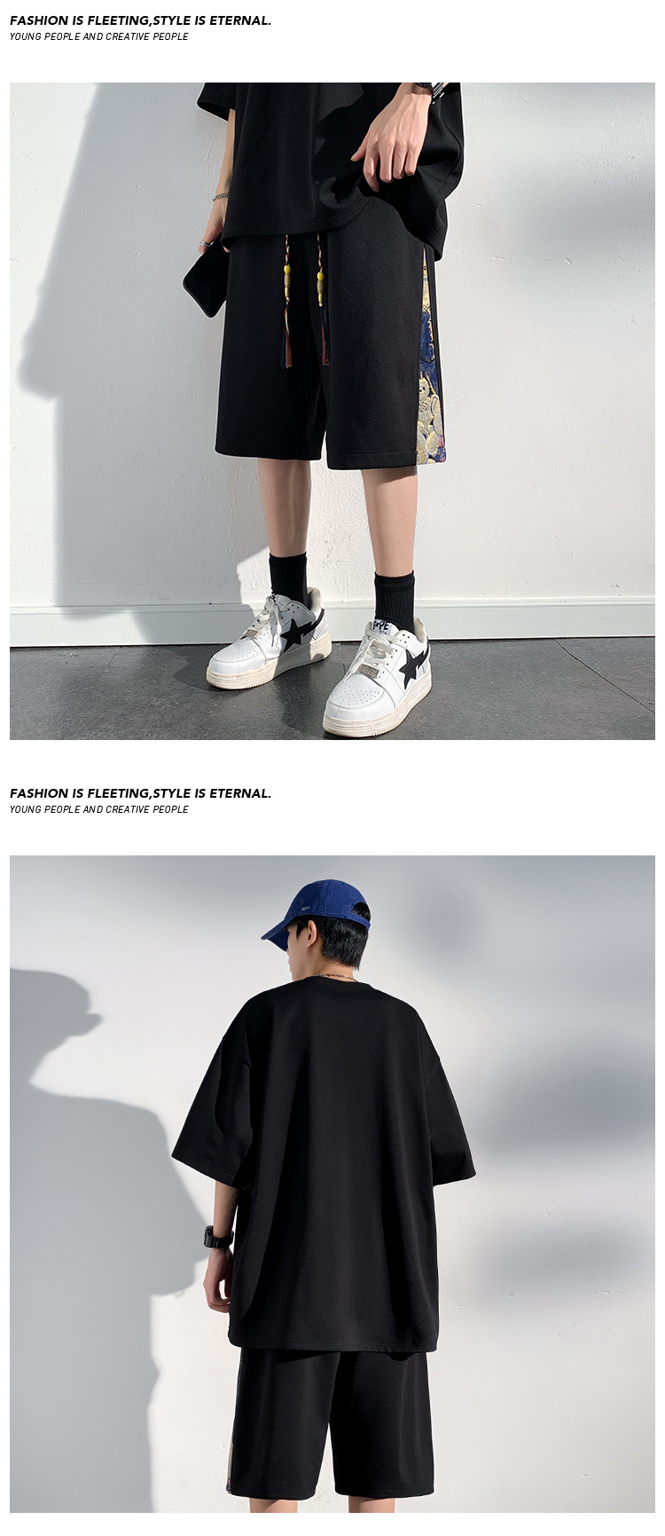 Ensemble homme style chinois t-shirt et short décontracté été_voghion.com