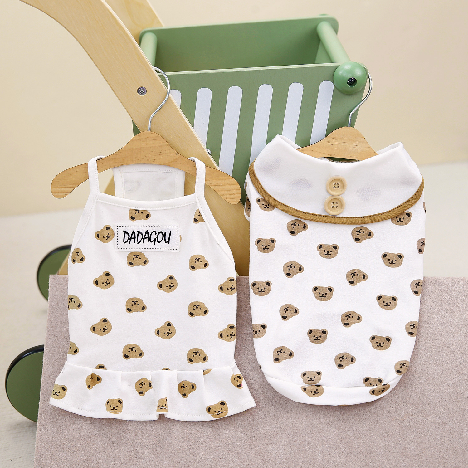 Cute Summer Bear Print Vest For Cats Comfortable Polyester Fabric_voghion.com
