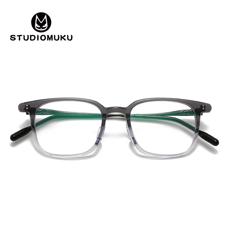 Gafas de madera STUDIOMUKU Marco de gafas de marco cuadrado inesperado Marco de gafas de placa de textura hecha a mano