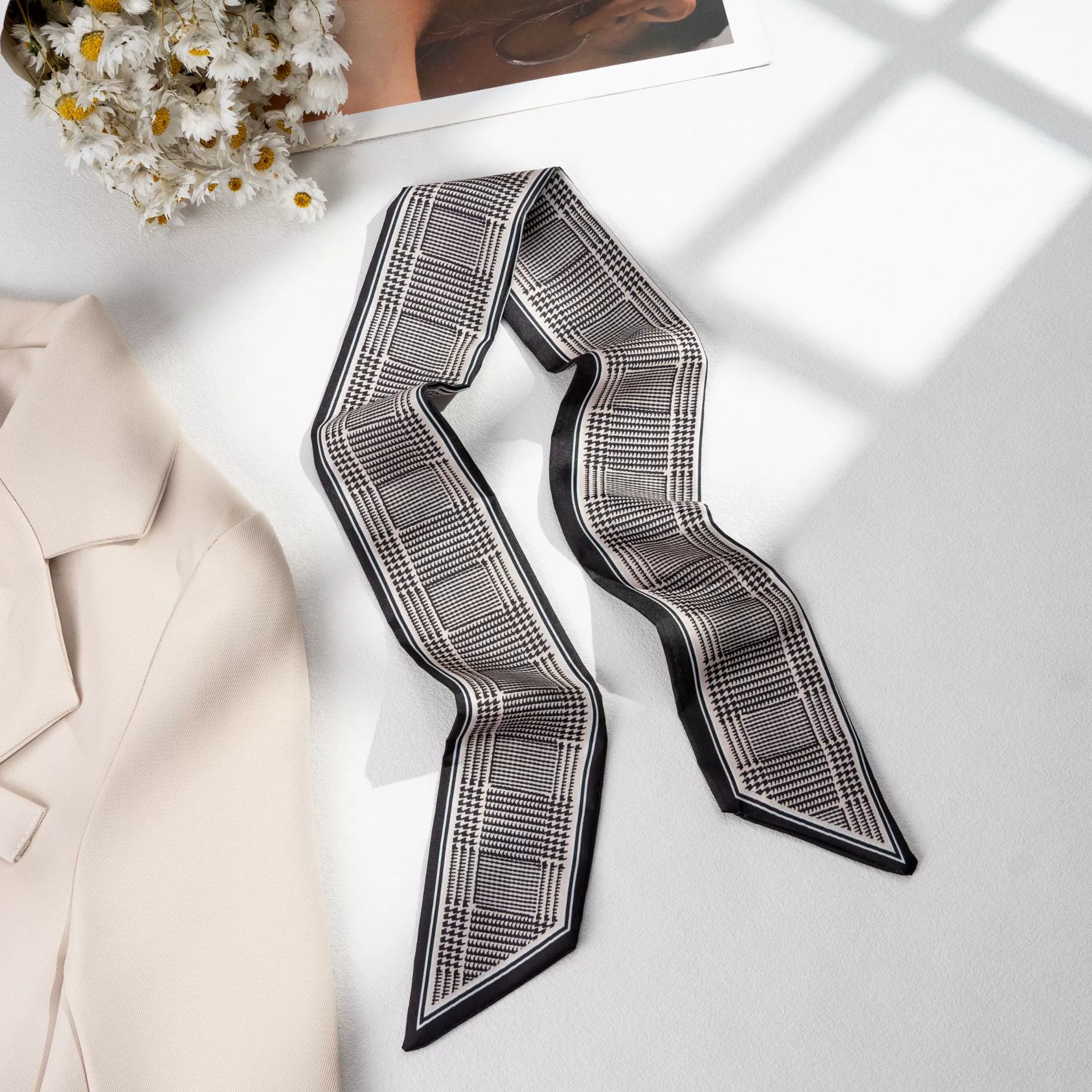 Silk Scarf Hairband (Suhang) long streamer 89×3.8 cm, lightweight gift box option