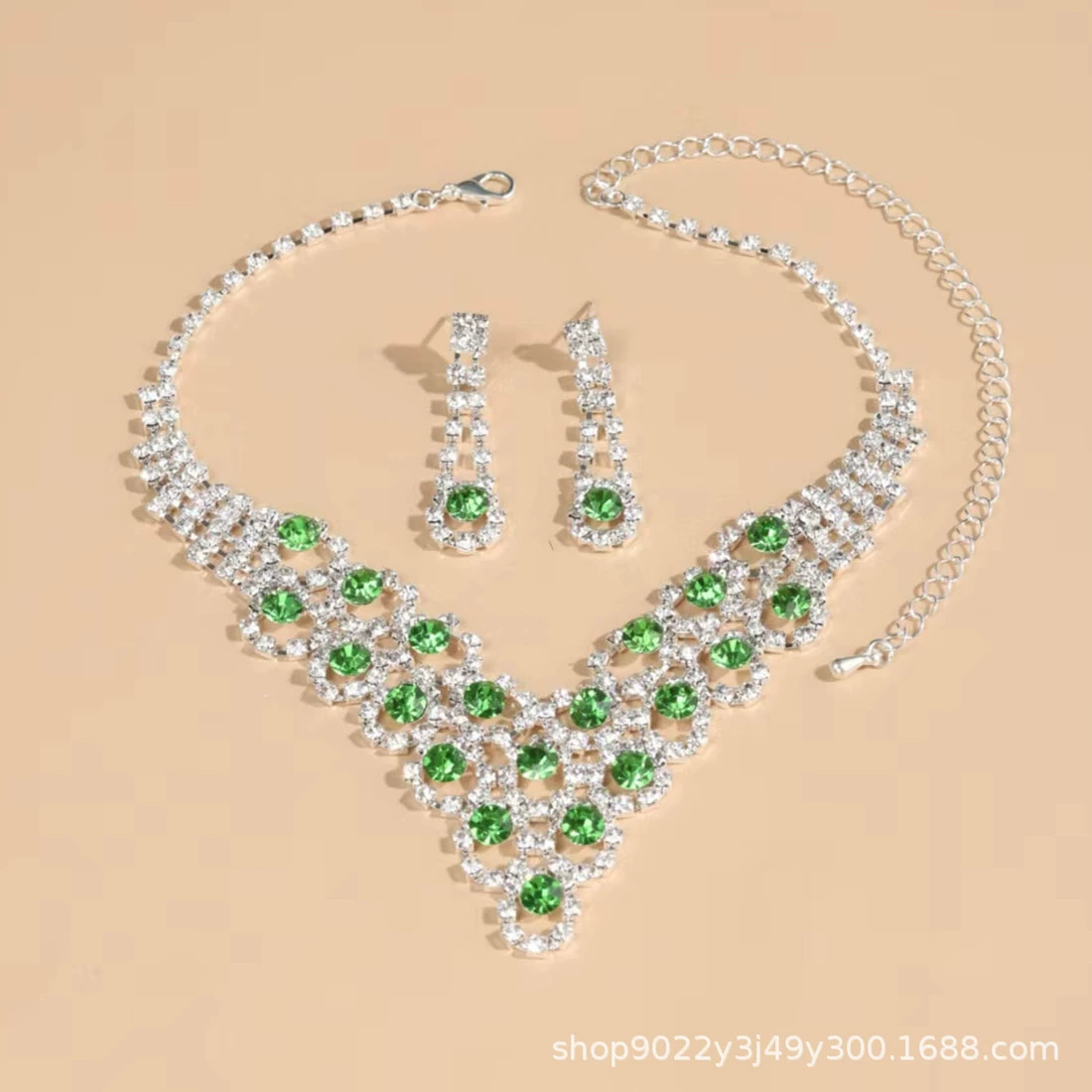 Accessory for bride, earrings, necklace, jewelry, zirconium, dress, set, wholesale, European style