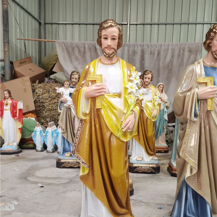 120cm San José Ornamentos Mirando Estatuas de vidrio FRP Decoración de la Iglesia