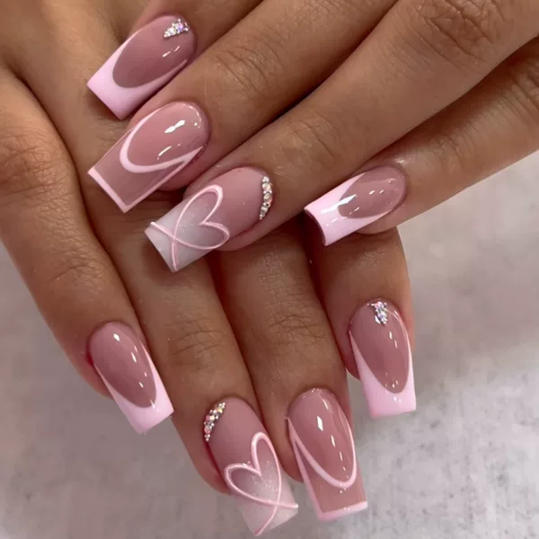 Milk Cafe French Wear Nail Nude Nails Line Cross-border Nail Pieces Foreign Trade Fake Nail Long Nail Nail Patch