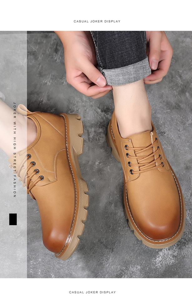Giày bốt Martin nam da thật cổ thấp, giày da công sở thời trang, gót thấp 1–3 cm — Màu nâu, Màu đen chi tiết 19
