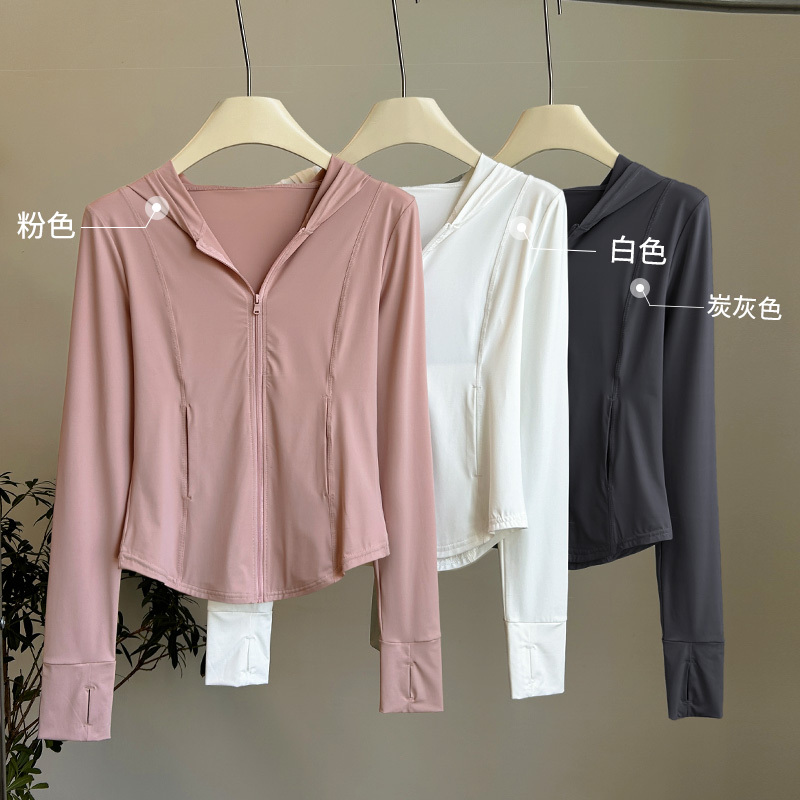 Pink Ice Silk Sun Protection Jacket for Women 2026 New Short Slim-Fit Yoga Outdoor Sports Top Summer Lightweight Pink Ice Silk Sun Protection Jacket for Women 2026 New Short Slim-Fit Yoga Outdoor Sports Top Summer Lightweight