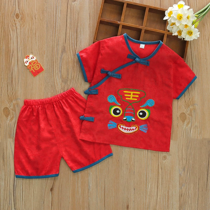 2023 Летний Новый детский костюм Тан, костюм в этническом стиле ханьфу, детская еженедельная одежда в старом китайском стиле на сто дней