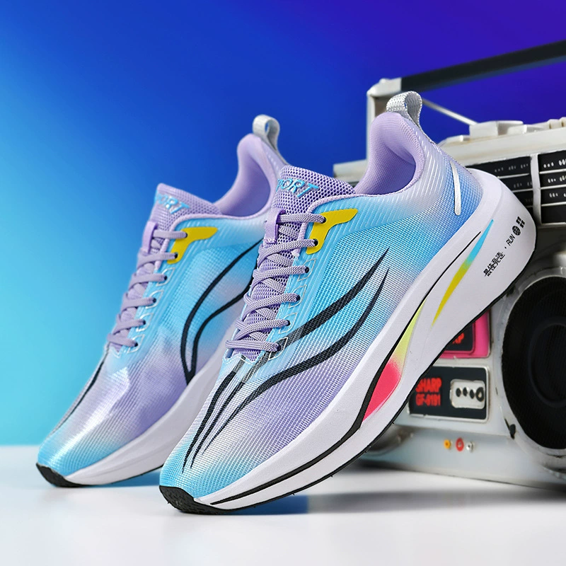 Весенне-осенние новые сетчатые дышащие кроссовки для пар, универсальные модные повседневные спортивные туфли с настоящей взрывной углеродной пластиной для мужчин