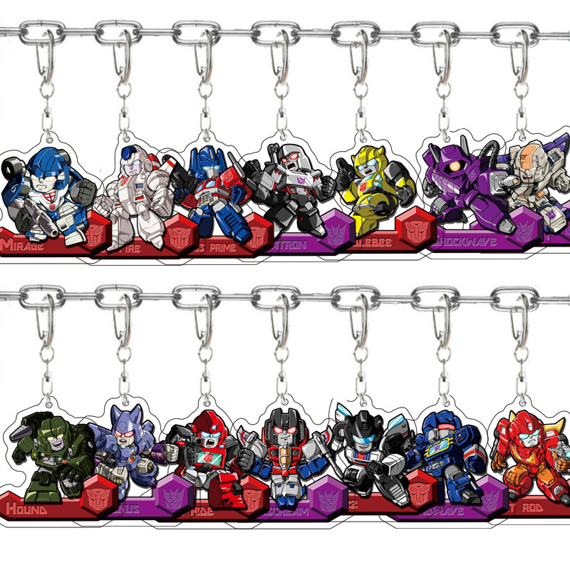Transformers Autobot Surrounding Optimus Prime Bumblebee Megatron Pendant Acrylic Keychain