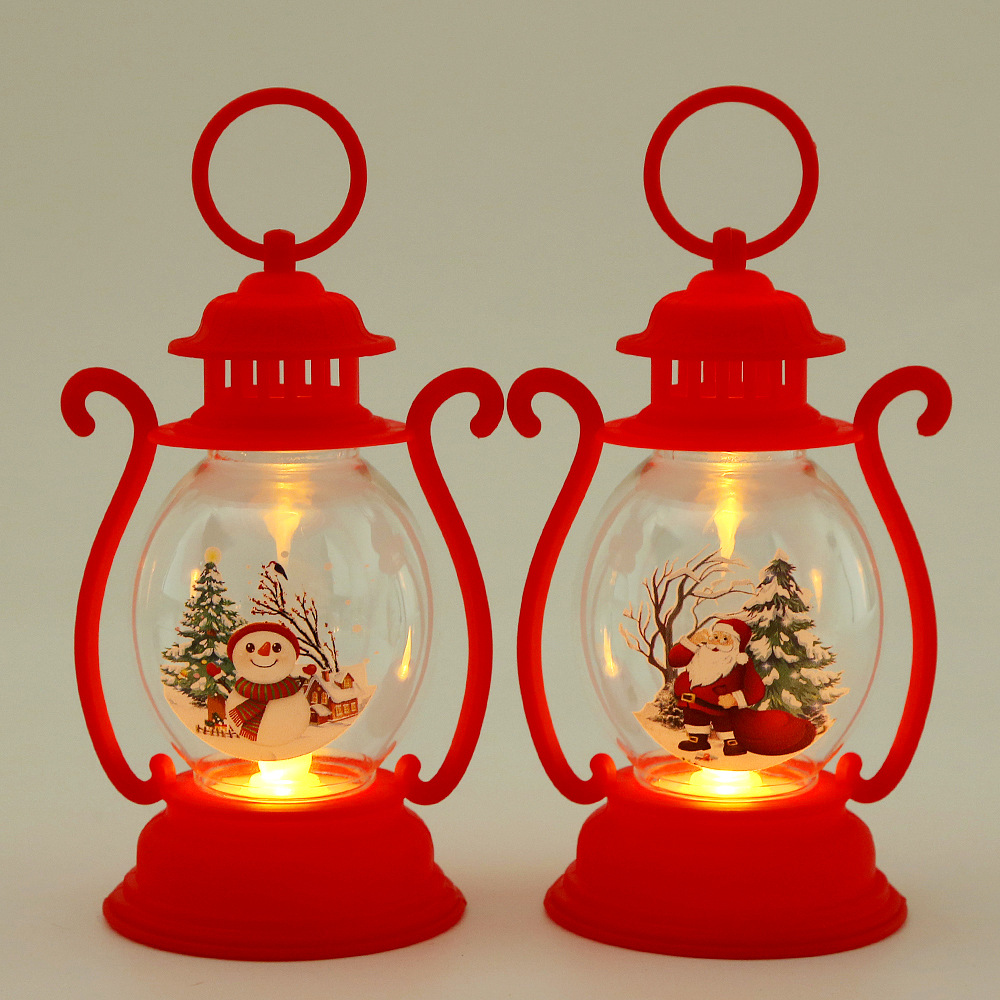 圣诞节装饰品复古手提小油灯LED蜡烛小夜灯跨境圣诞礼品摆件道具详情9