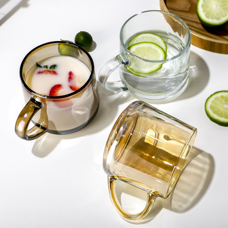 網紅燕麥玻璃牛奶杯早餐杯炫彩藕粉杯ins風咖啡杯水杯禮盒印LOGO