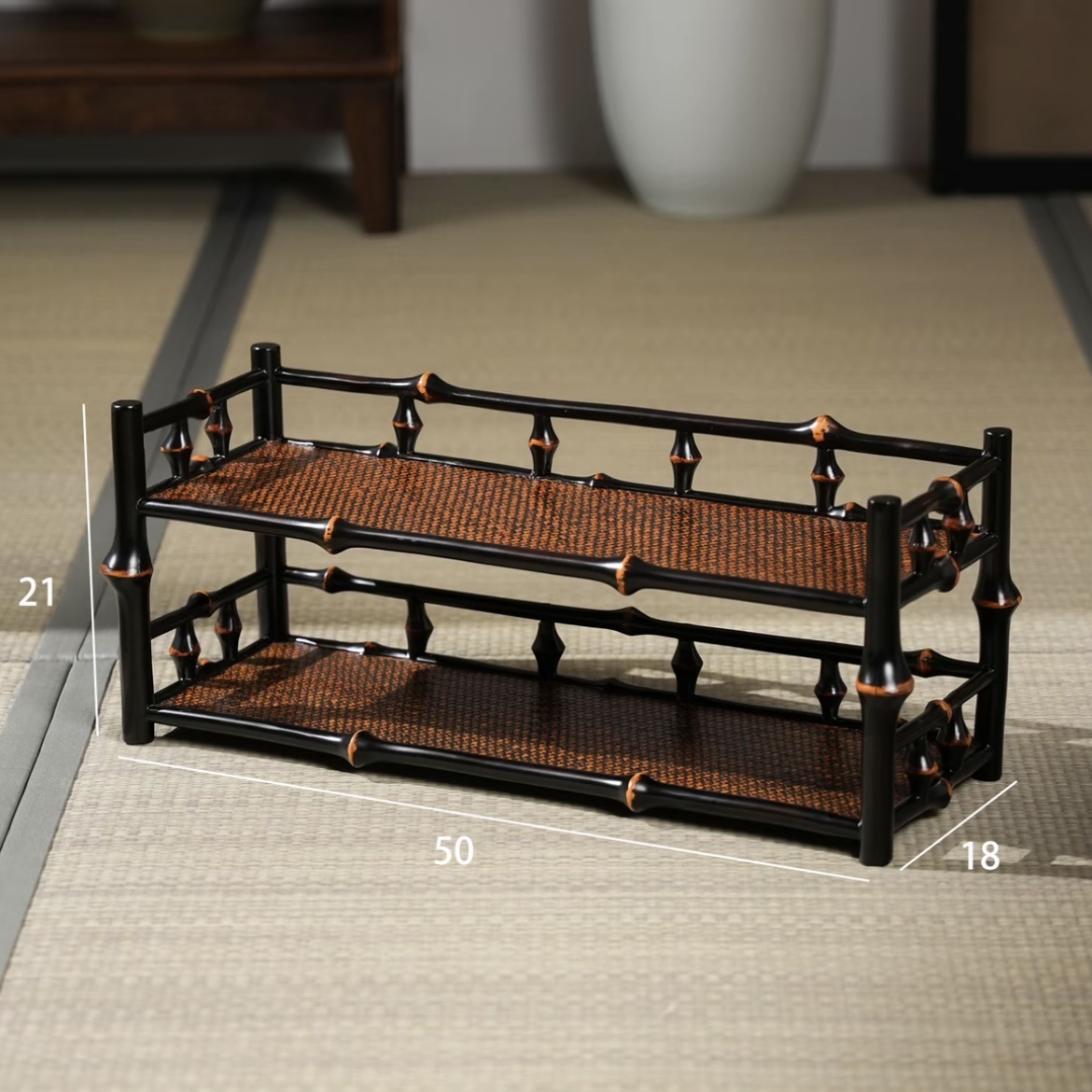 Sostenedor de taza de té sólido de bambú Juego de té chino estante de almacenamiento juego de Té arte estante de almacenamiento juego de té de bambú estante antiguo al por mayor