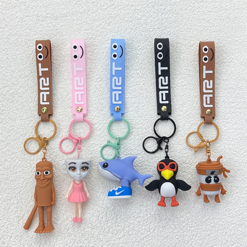 Cross-Border Foreign Abstract Shanhaijing Keychain Tung Tung Tung Sahur Car Wooden Stick Man Keychain