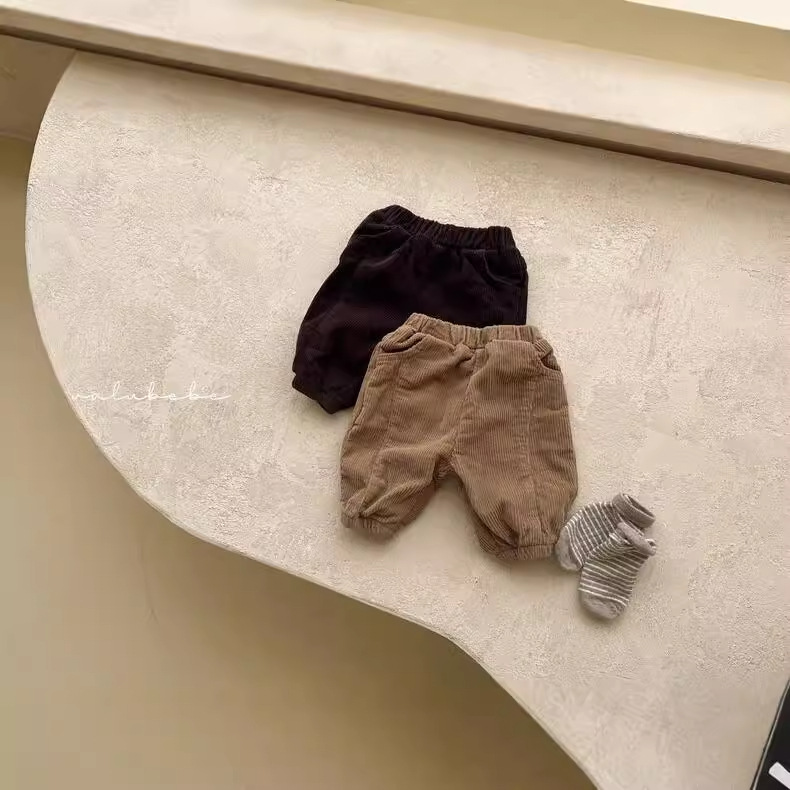 Ropa de invierno para bebés, estilo coreano, ropa infantil, invierno 2024, nueva ropa de paseo para bebés, pantalones de pana con forro polar para bebés