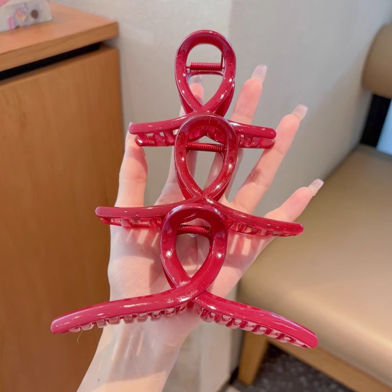 Anchor clip de cabello rojo para mujeres 2024 nuevo clip de cabello coreano de alta gama simple clip de cabello de cabeza trasera clip de tiburón grande