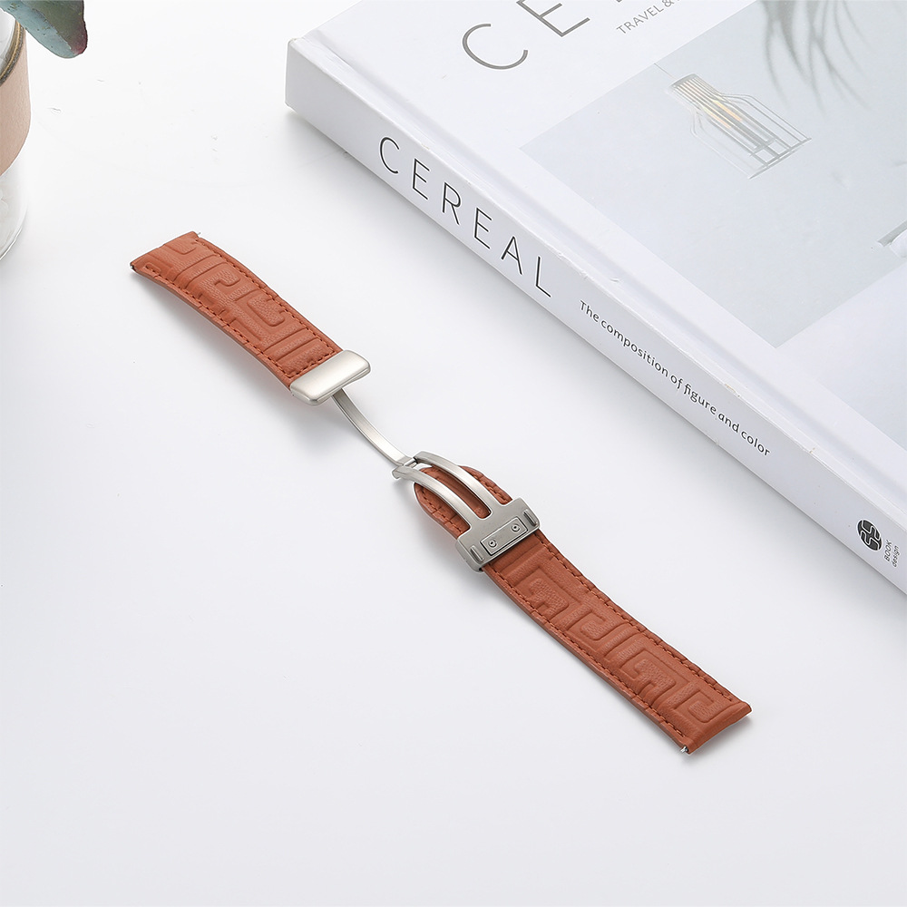 38g Weight Watch Strap Classification Pu Leather Material Solid Color Pattern Retro Style Retro Solid Color Watch Strap 无