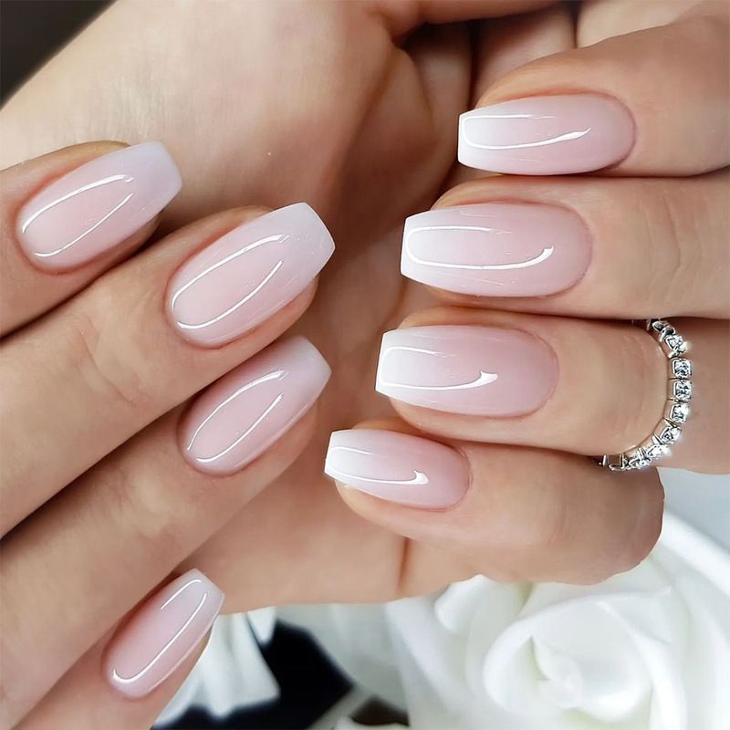 New French gradient long girl wear manicure wearable Internet celebrity fake nail finished detachable nail piece New French gradient long girl wear manicure wearable Internet celebrity fake nail finished detachable nail piece
